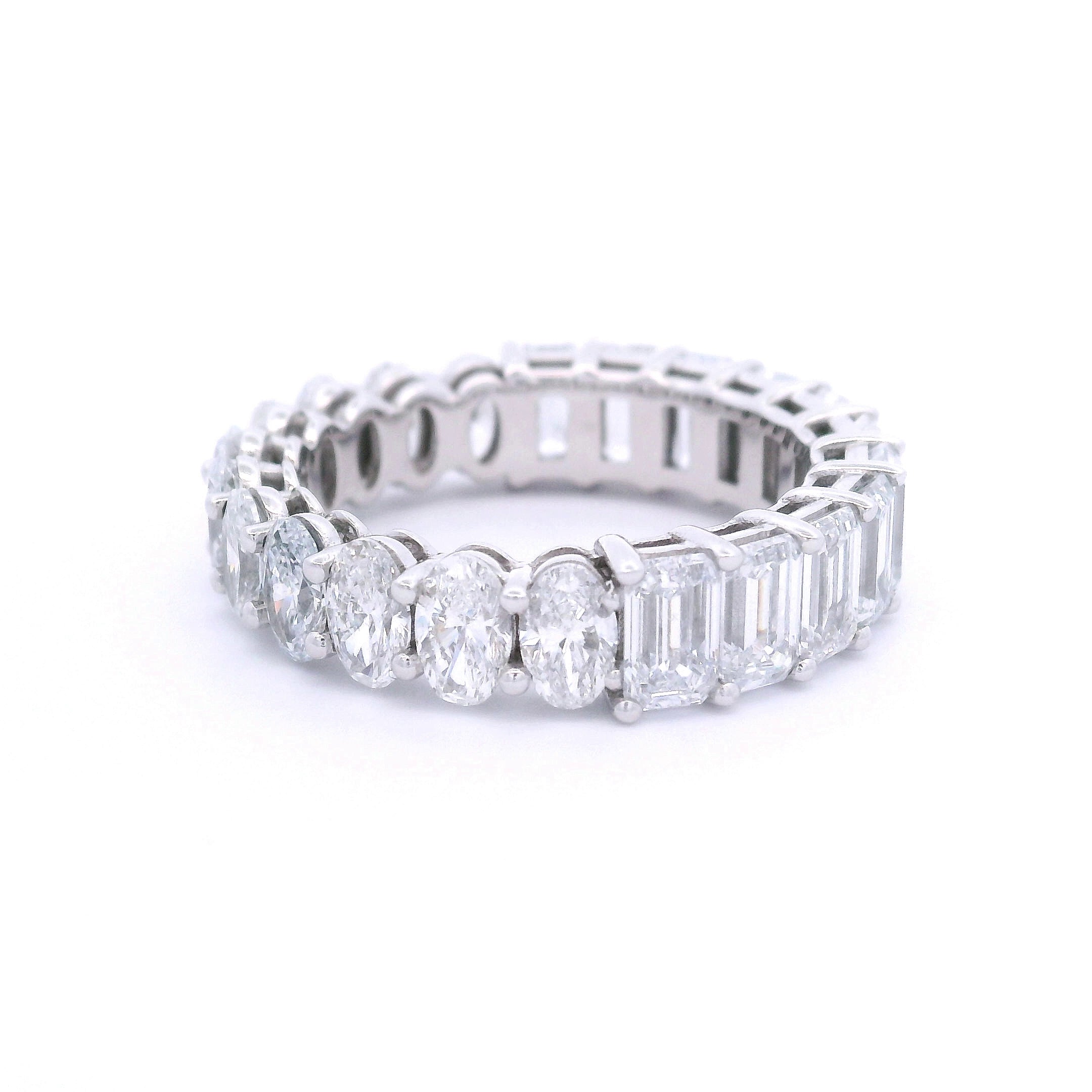 9k White Gold Half Half Lab-Grown Diamond Full Eternity Ring