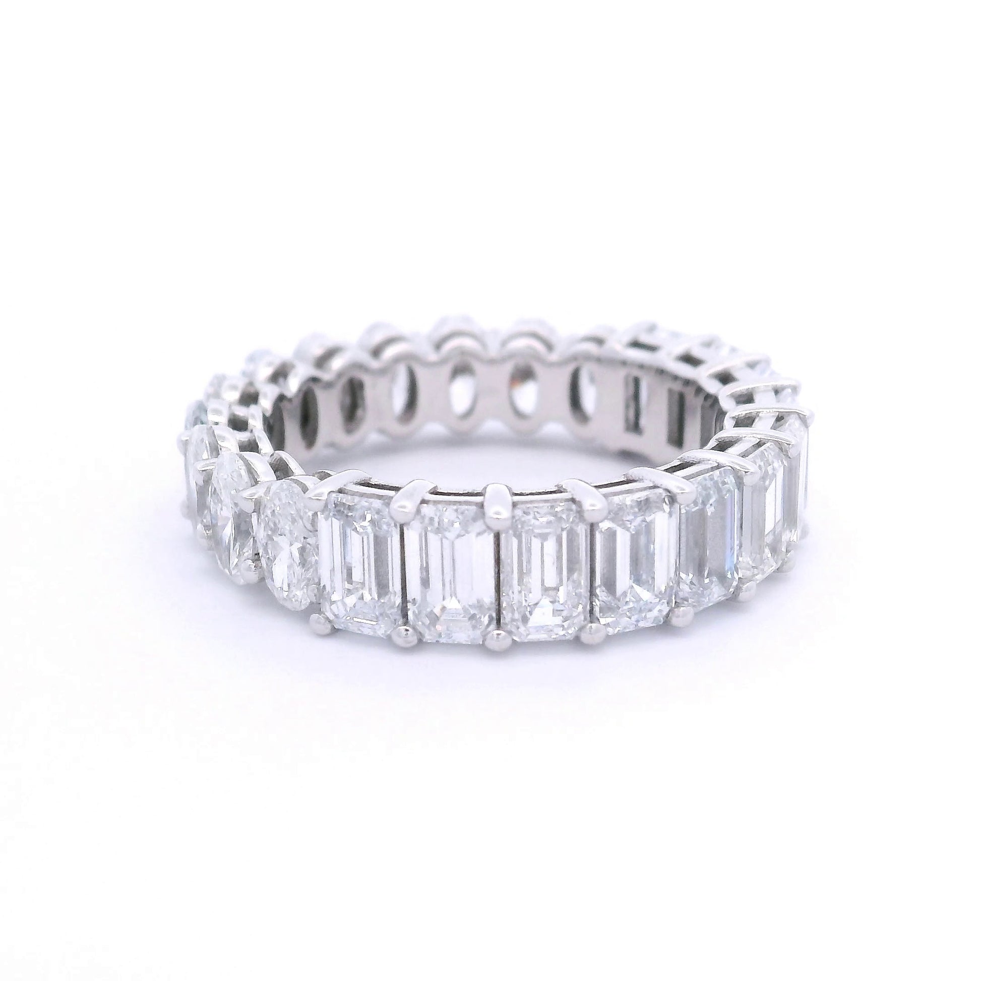 9k White Gold Half Half Lab-Grown Diamond Full Eternity Ring