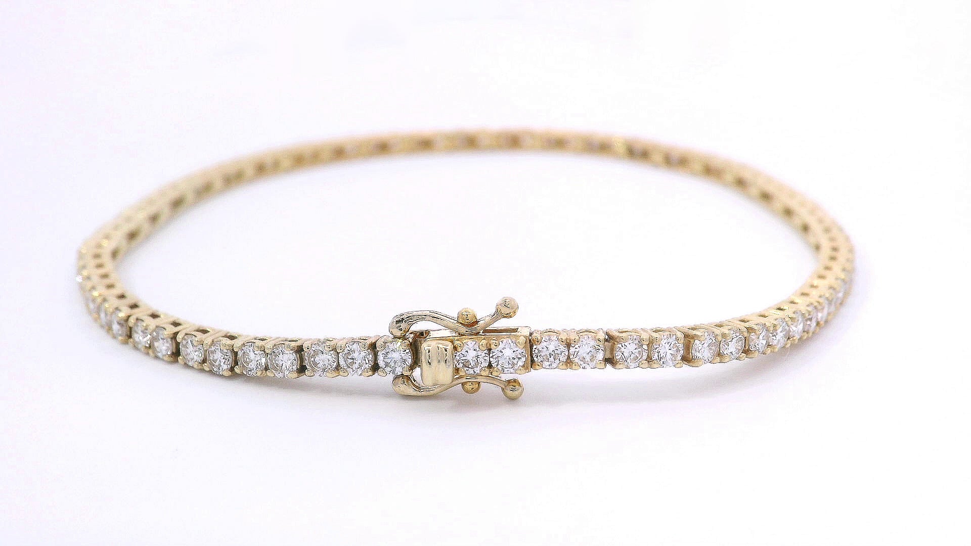 9k Yellow Gold 3ct Lab-Grown Diamond Tennis Bracelet