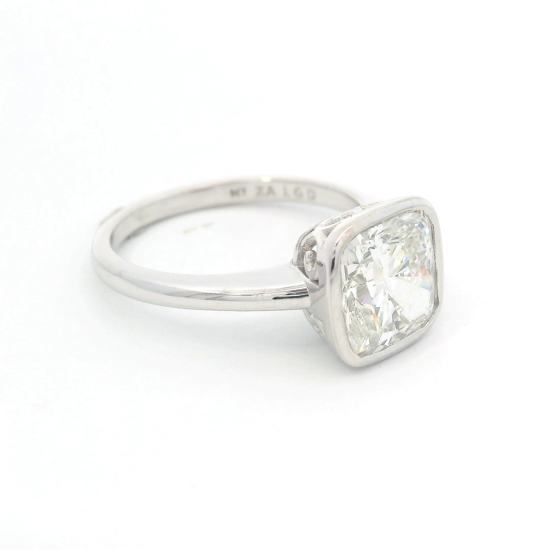 9k White Gold 3ct Square Cushion Lab-Grown Diamond Solitaire Ring