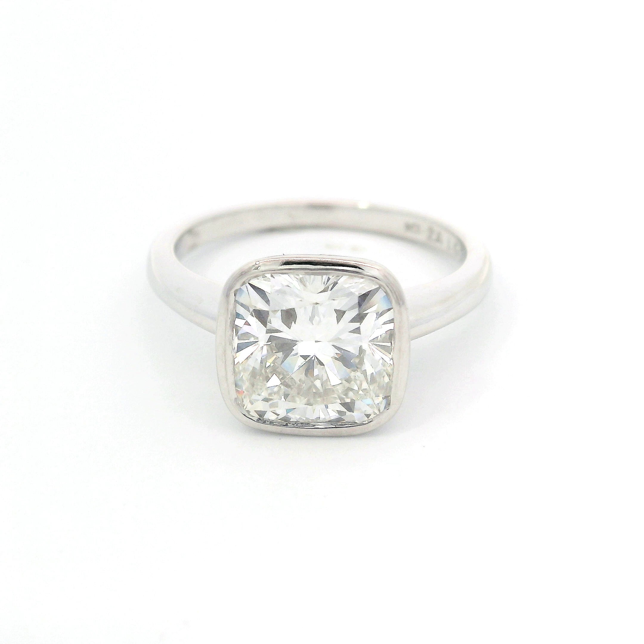 9k White Gold 3ct Square Cushion Lab-Grown Diamond Solitaire Ring