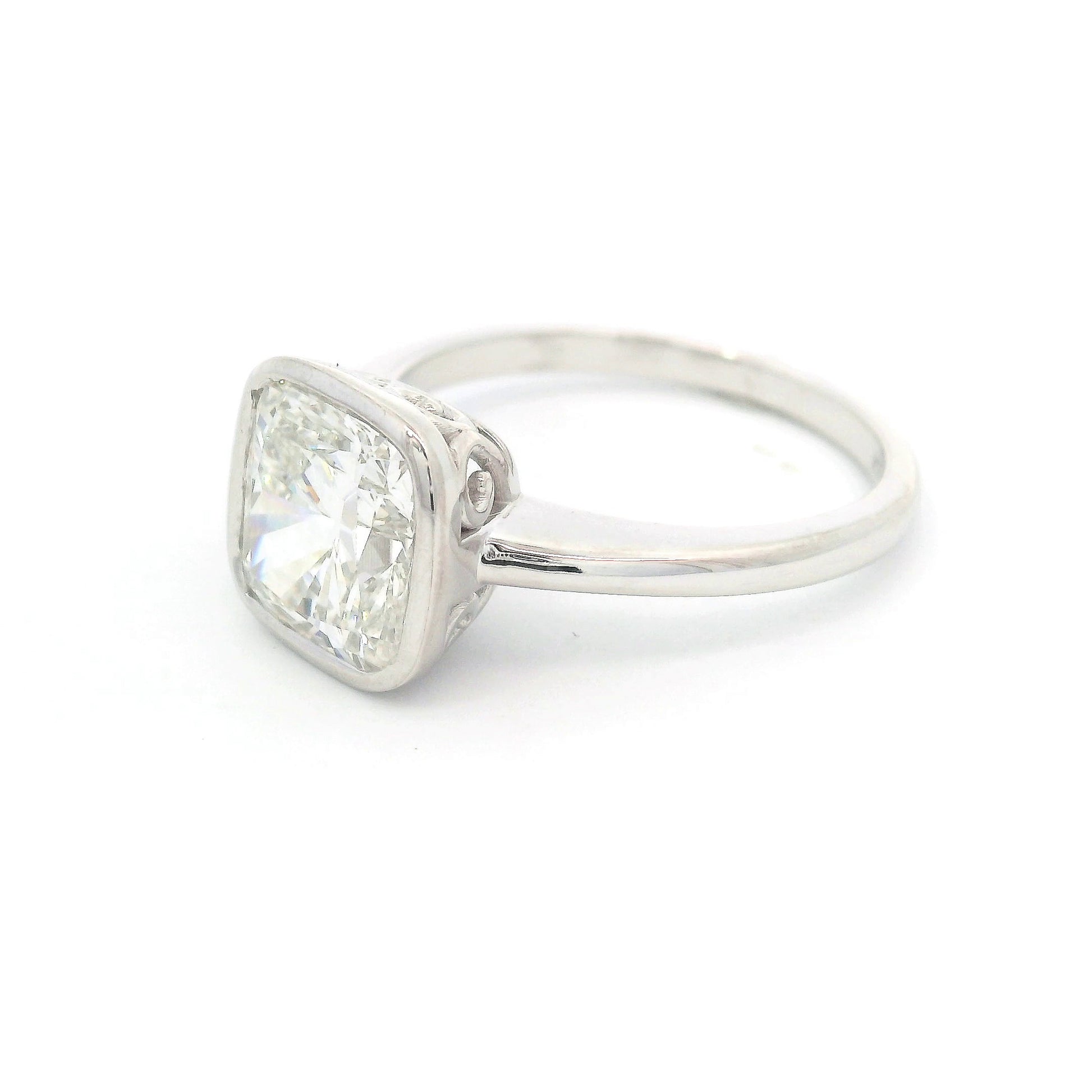 9k White Gold 3ct Square Cushion Lab-Grown Diamond Solitaire Ring