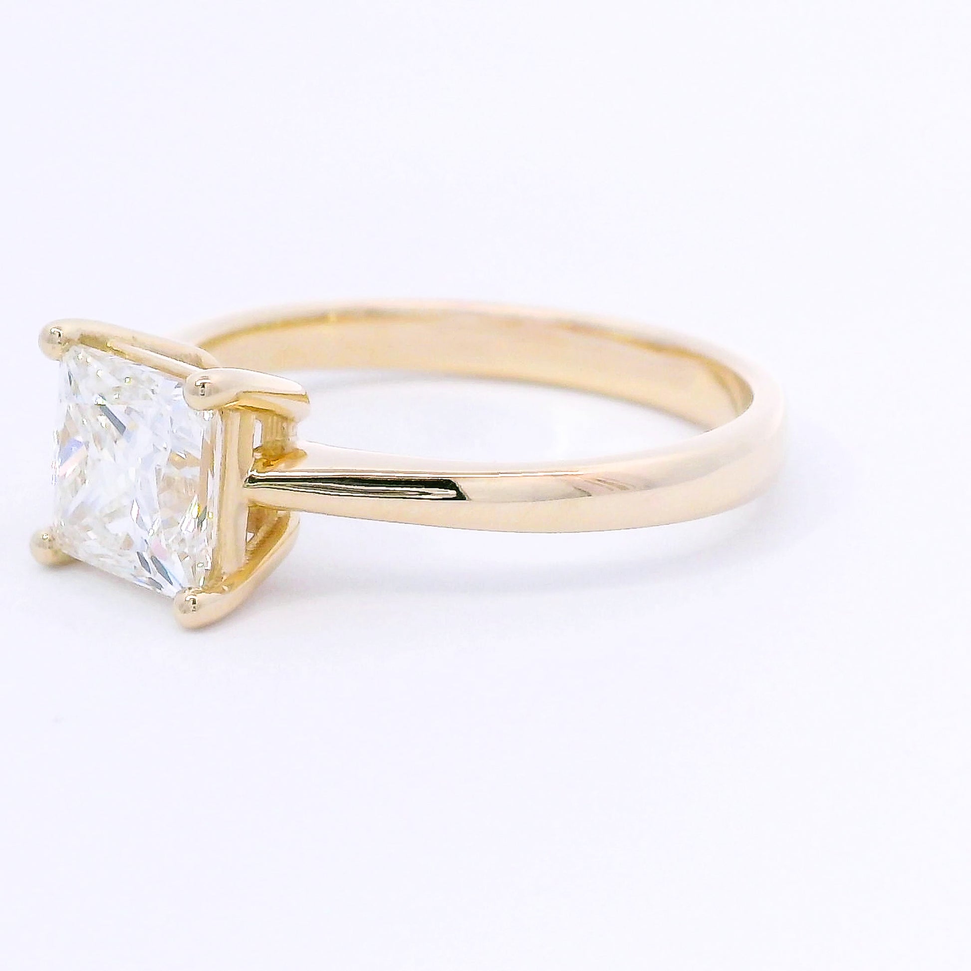 9k Yellow Gold Princess Cut Lab-Grown Diamond Solitaire Ring