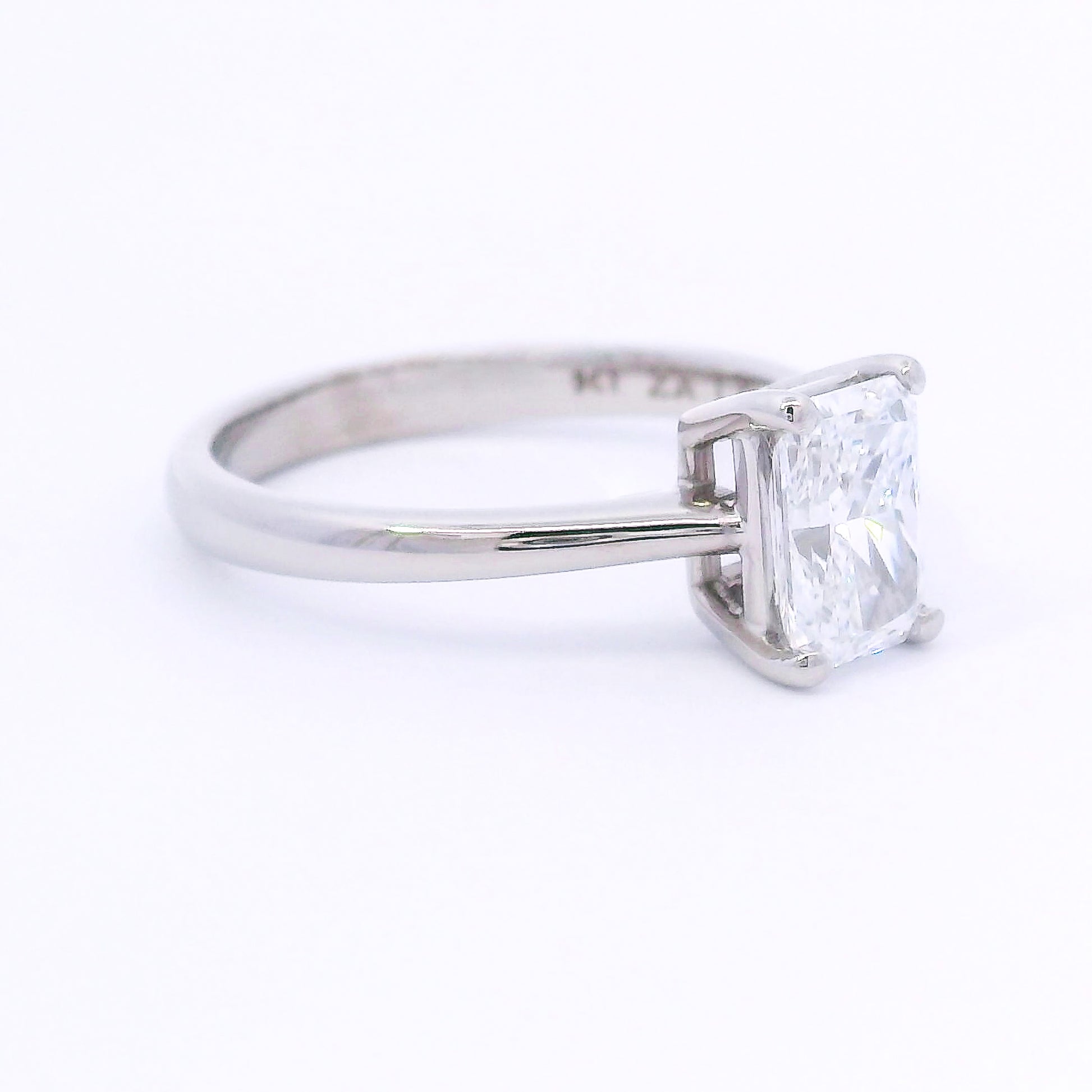 9k White Gold Radiant Lab-Grown Solitaire Ring