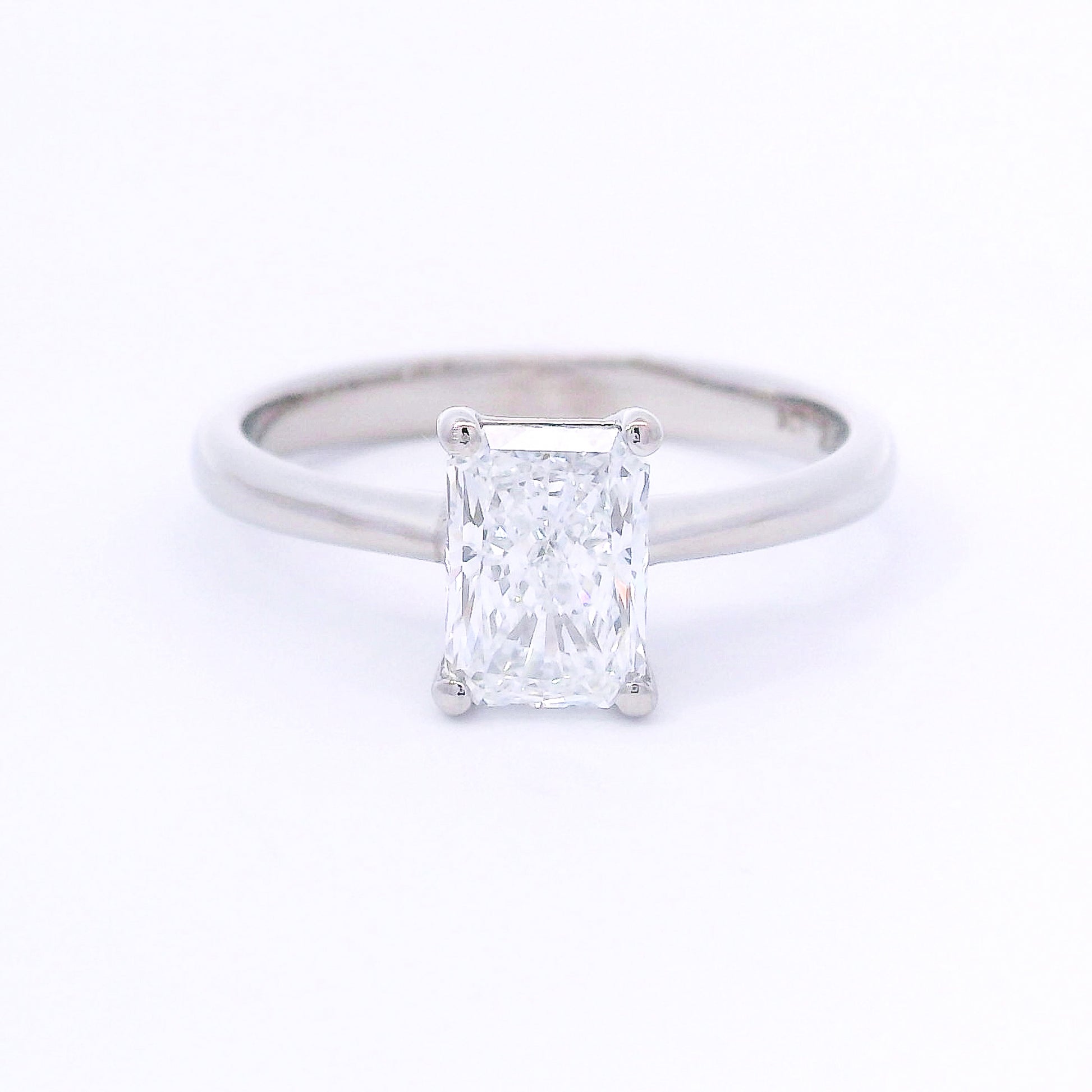 9k White Gold Radiant Lab-Grown Solitaire Ring
