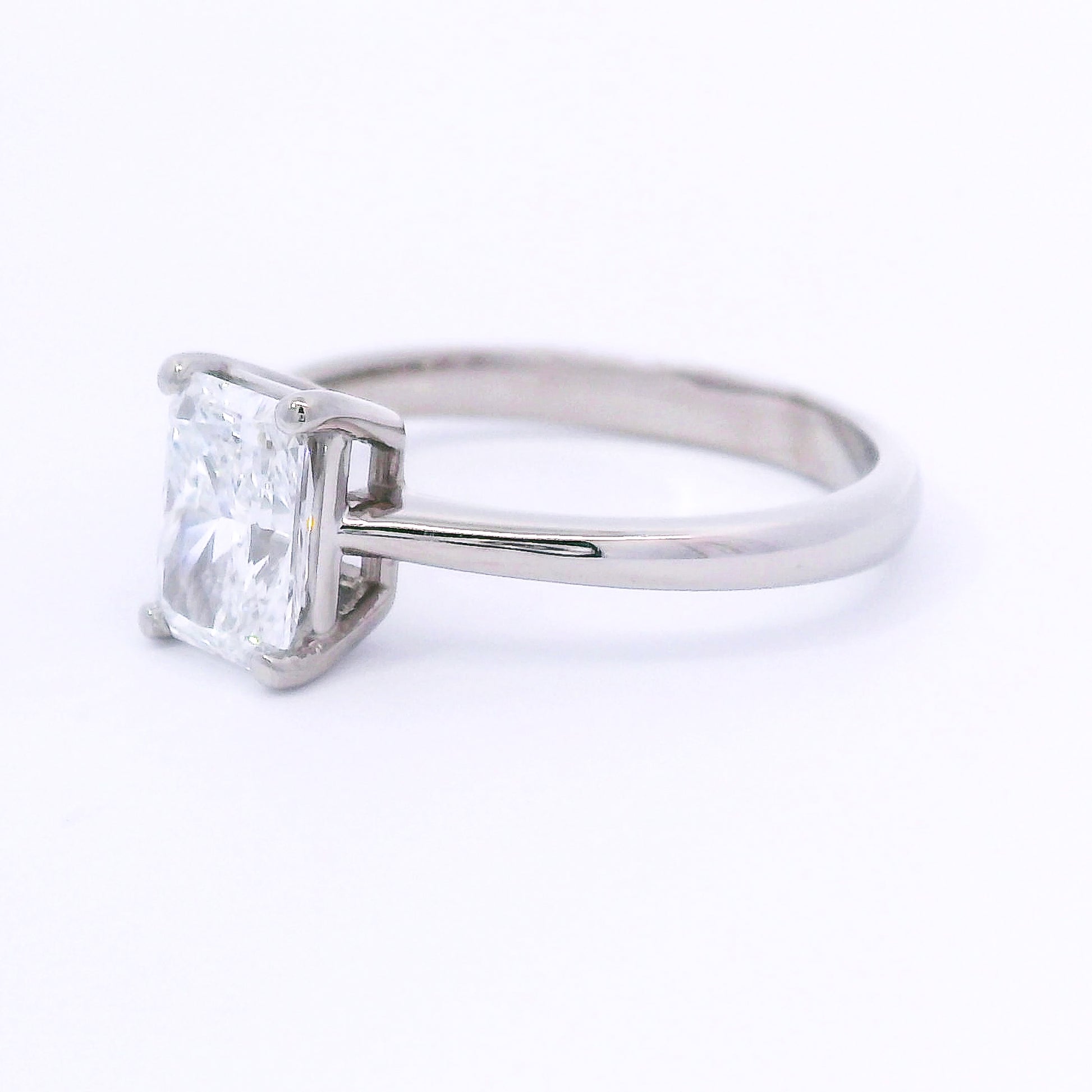 9k White Gold Radiant Lab-Grown Solitaire Ring