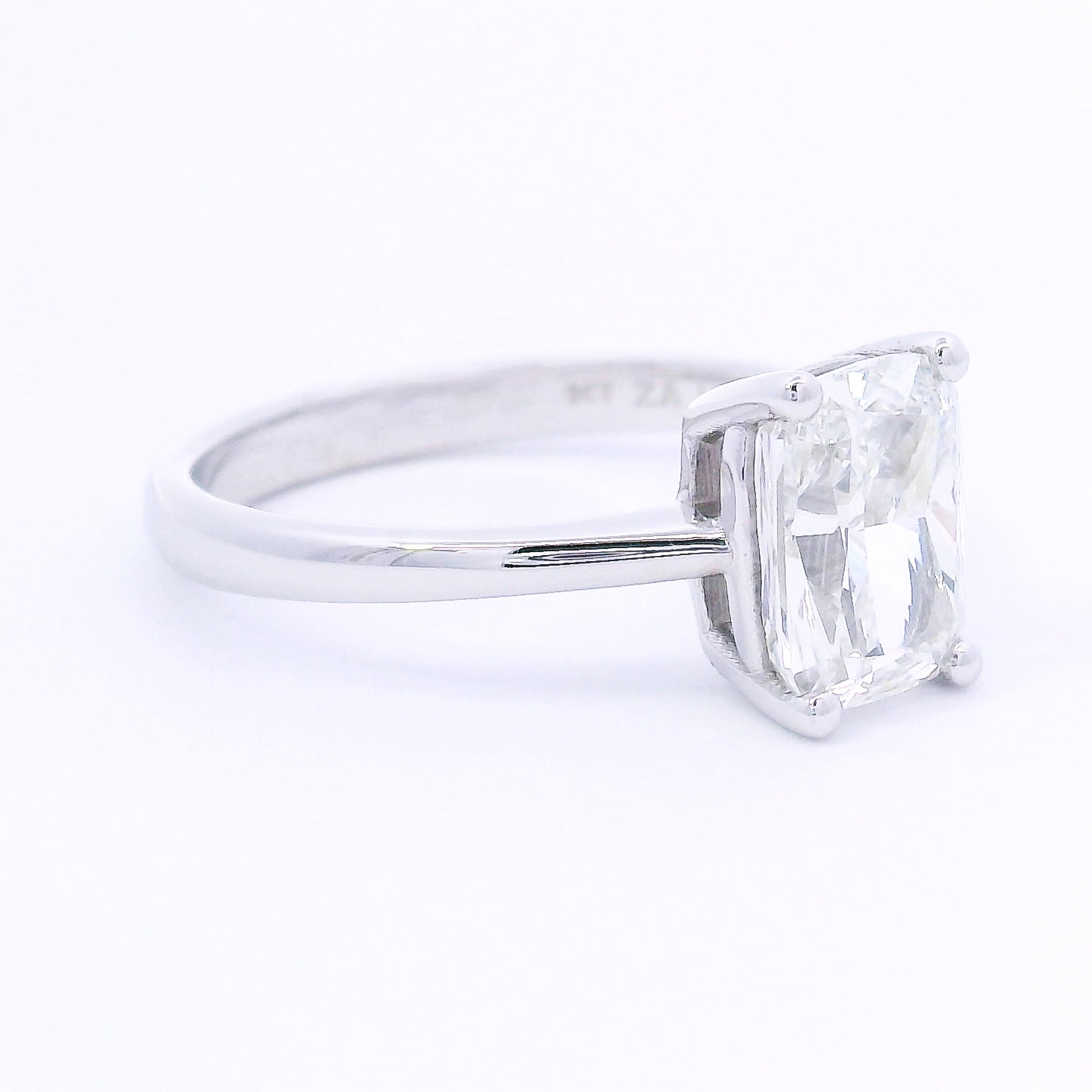 9k White Gold Cushion Cut Lab-Grown Solitaire Ring