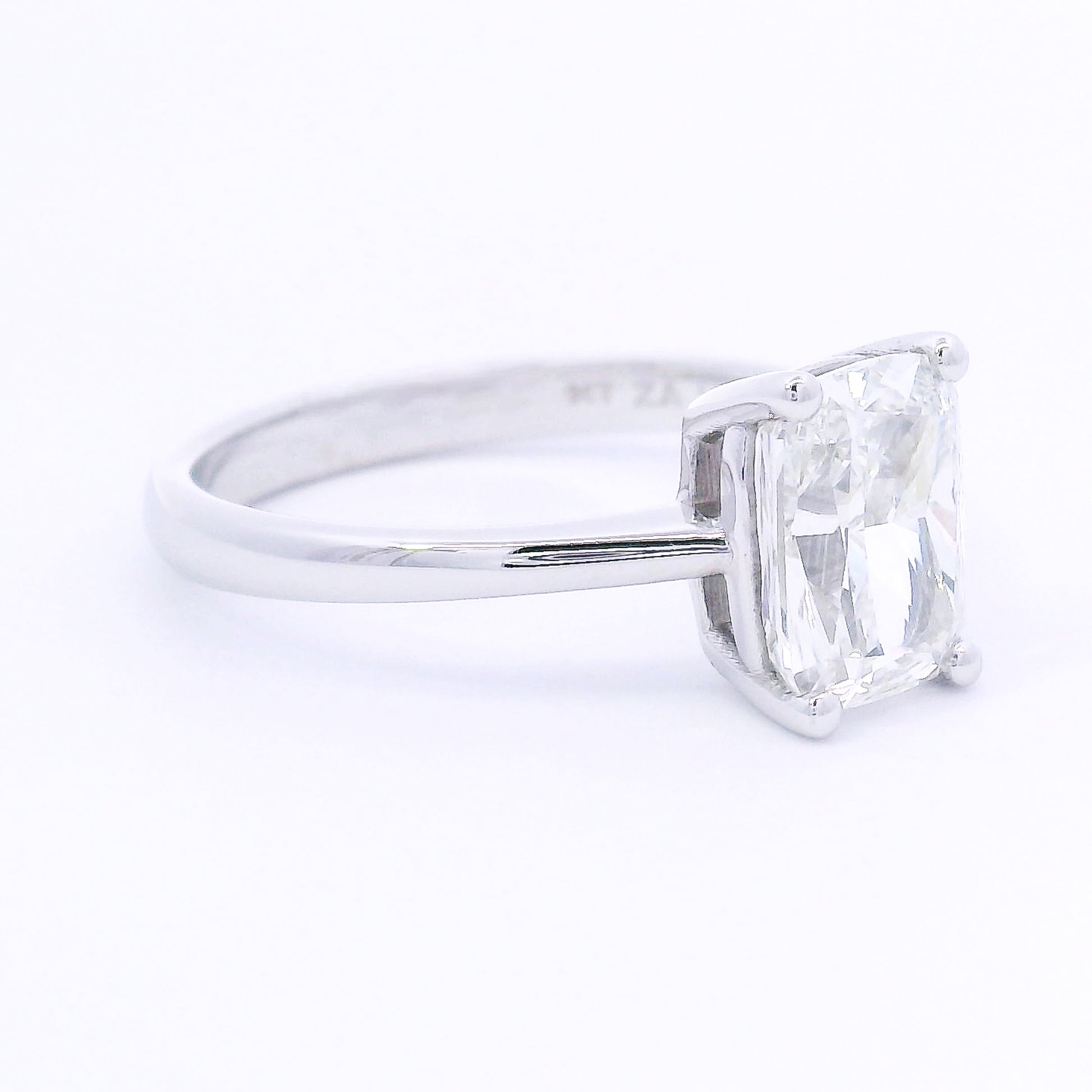 9k White Gold Cushion Cut Lab-Grown Solitaire Ring