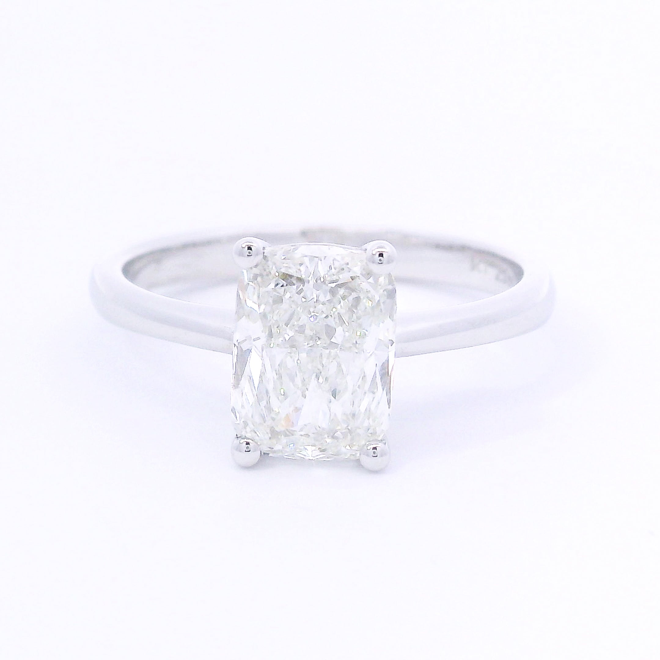 9k White Gold Cushion Cut Lab-Grown Solitaire Ring