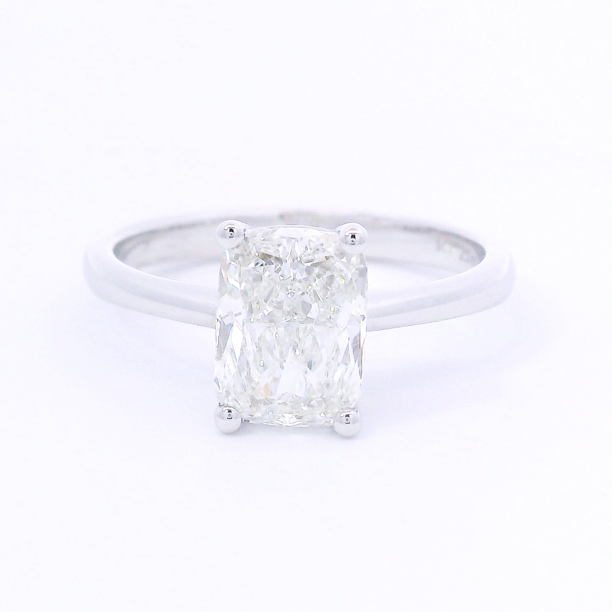 9k White Gold Cushion Cut Lab-Grown Solitaire Ring