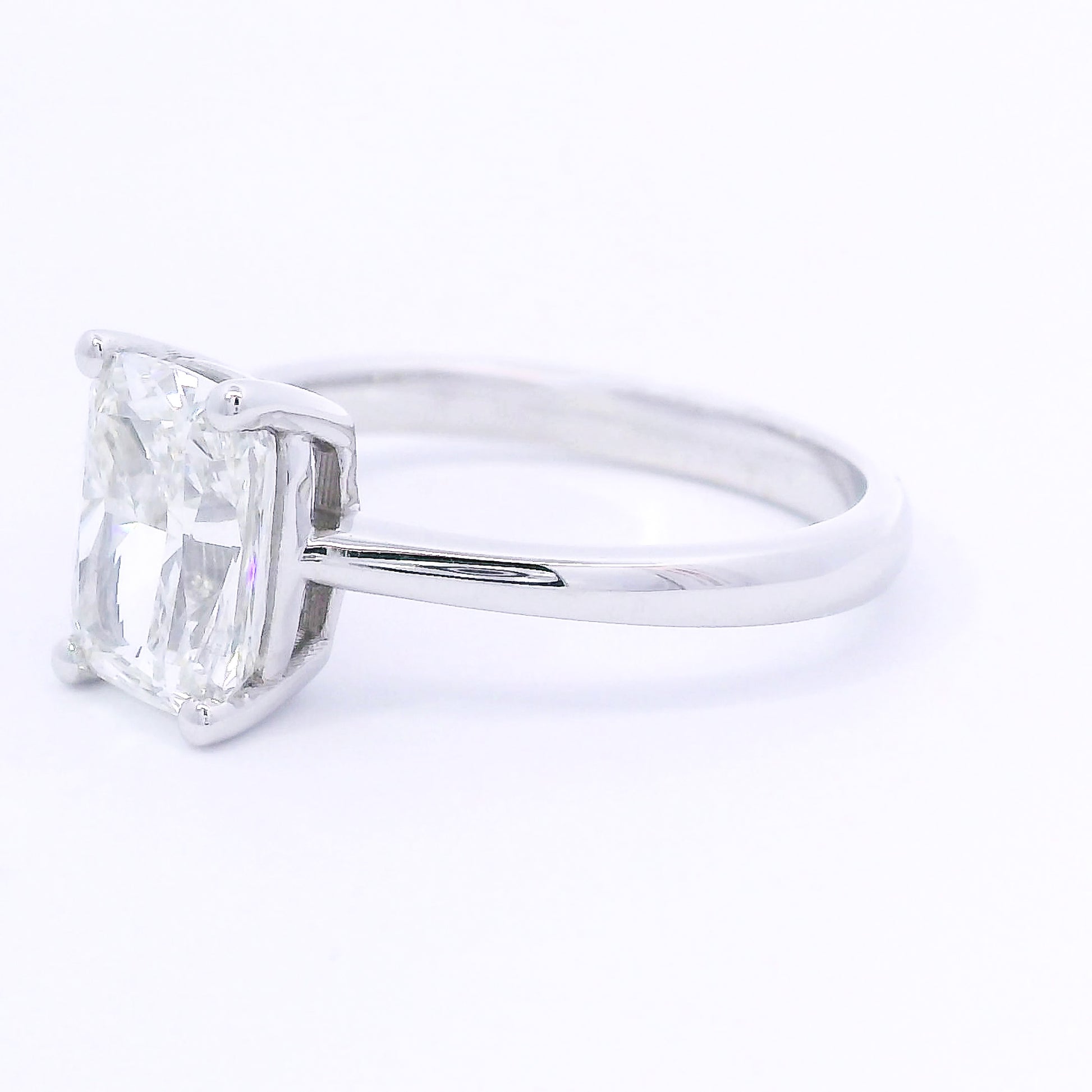 9k White Gold Cushion Cut Lab-Grown Solitaire Ring