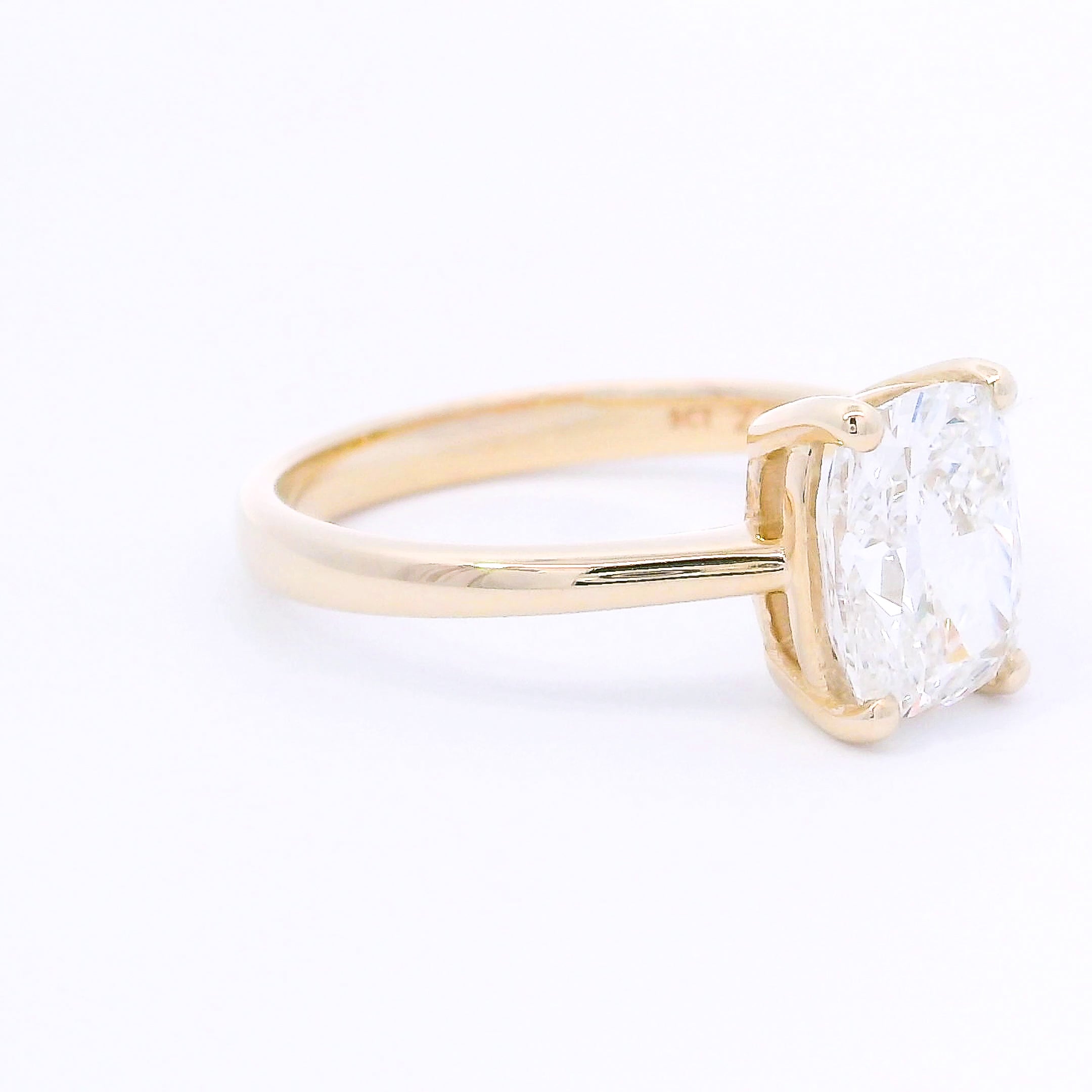 9k Yellow Gold Cushion Cut Lab-Grown Diamond Solitaire Ring
