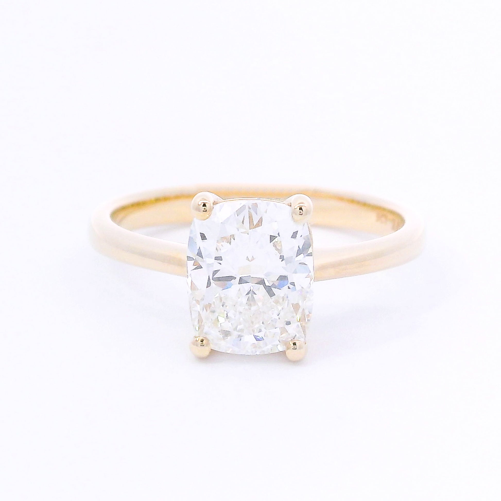 9k Yellow Gold Cushion Cut Lab-Grown Diamond Solitaire Ring