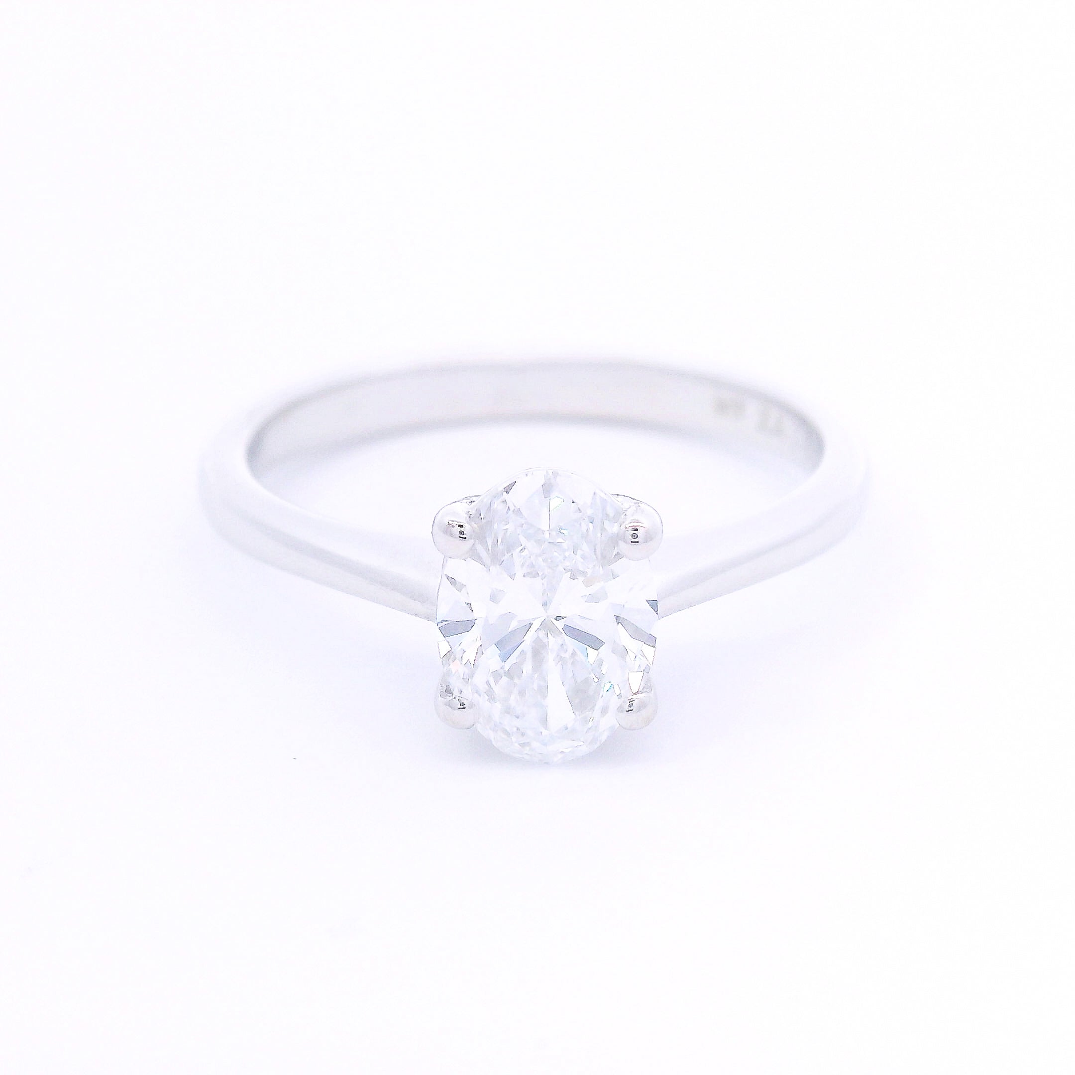 9k White Gold Oval Cut Lab-Grown Diamond Solitaire Ring