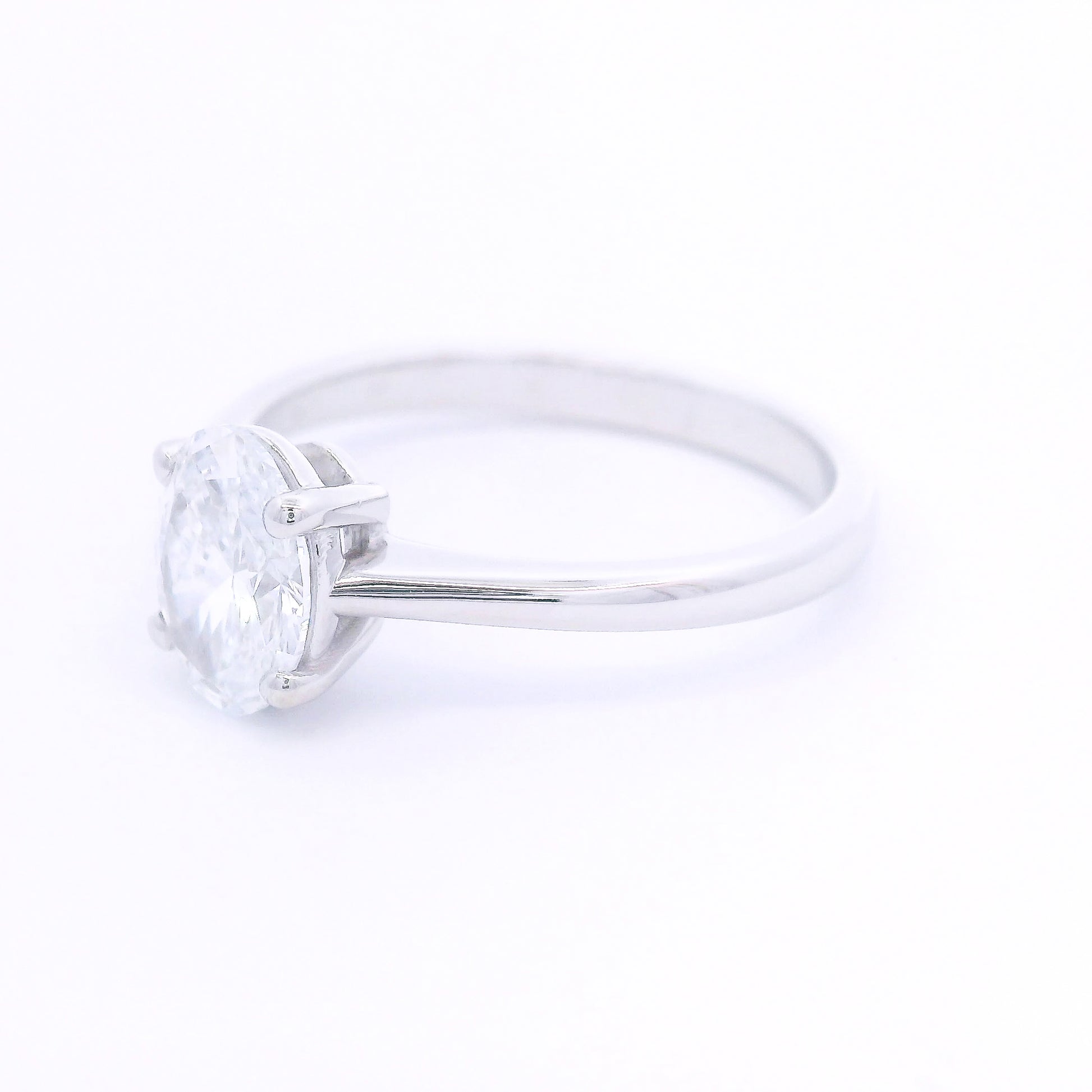 9k White Gold Oval Cut Lab-Grown Diamond Solitaire Ring
