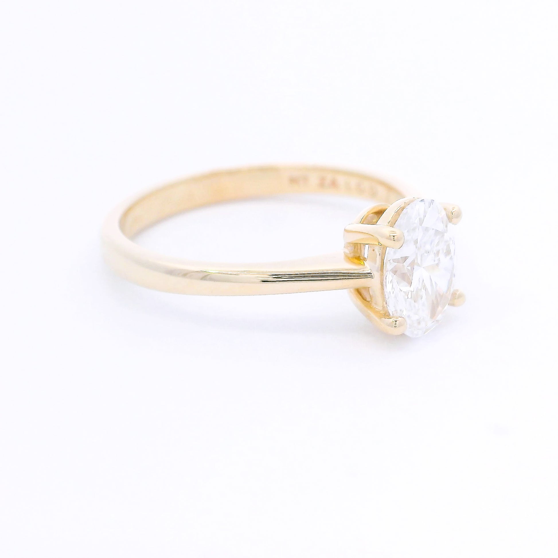 9k Yellow Gold Oval Cut Lab-Grown Diamond Solitaire Ring