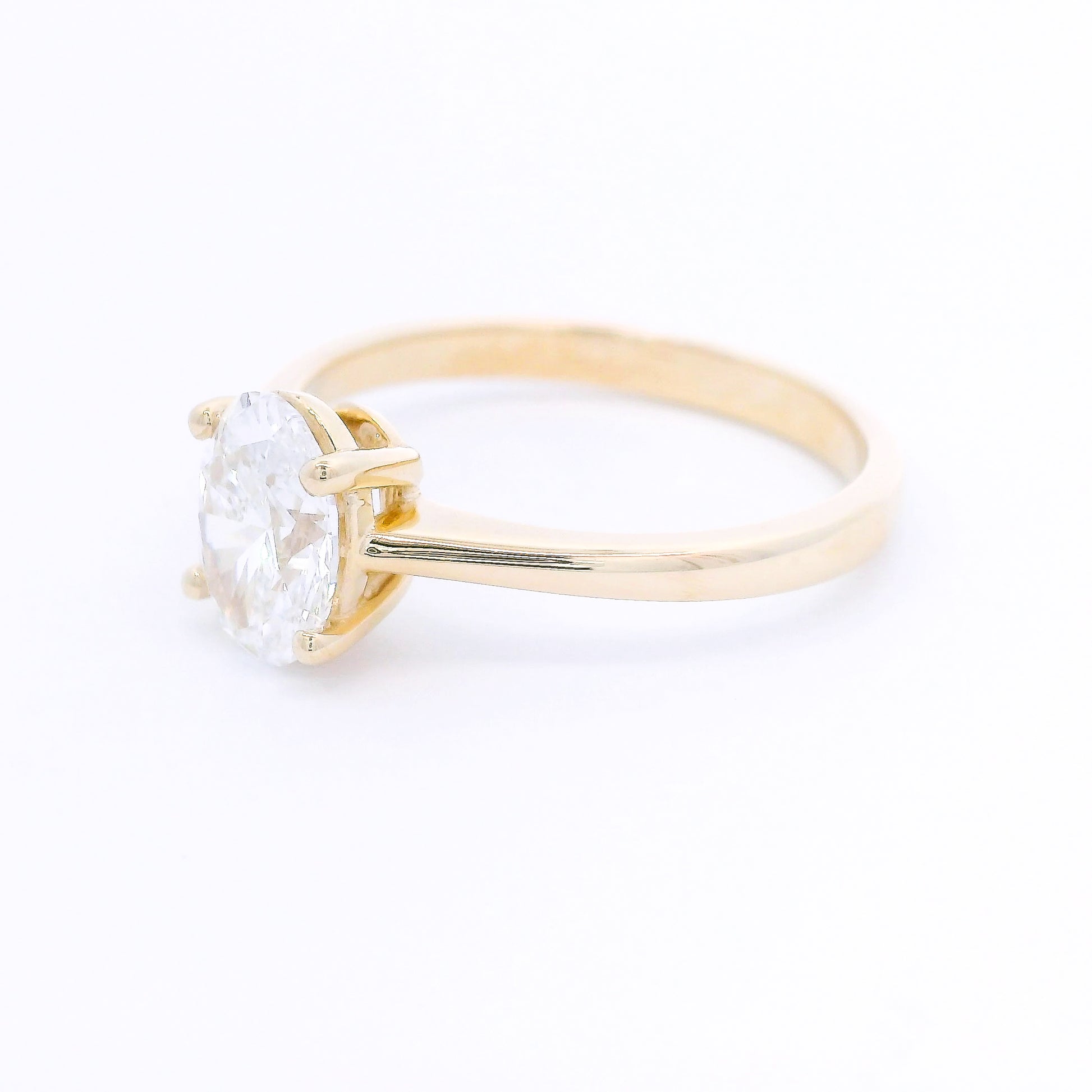 9k Yellow Gold Oval Cut Lab-Grown Diamond Solitaire Ring