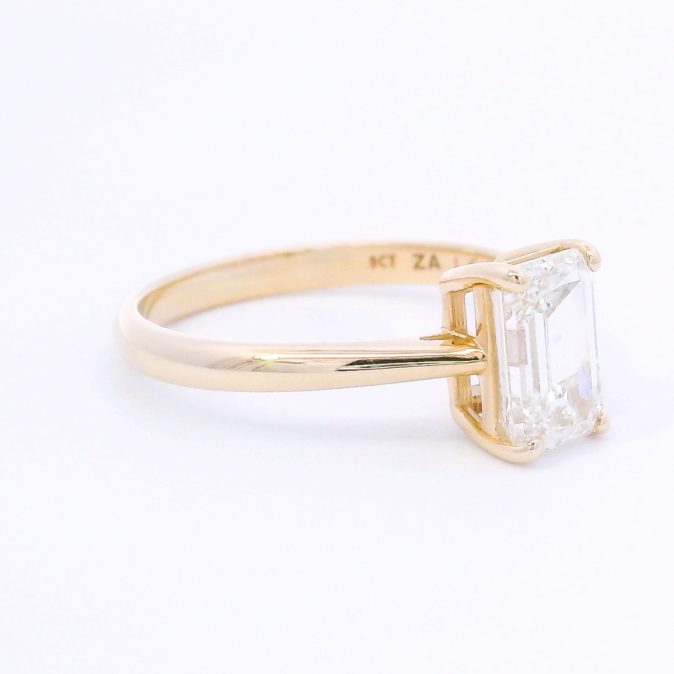 9k Yellow Gold Emerald Cut Lab-Grown Diamond Solitaire Ring