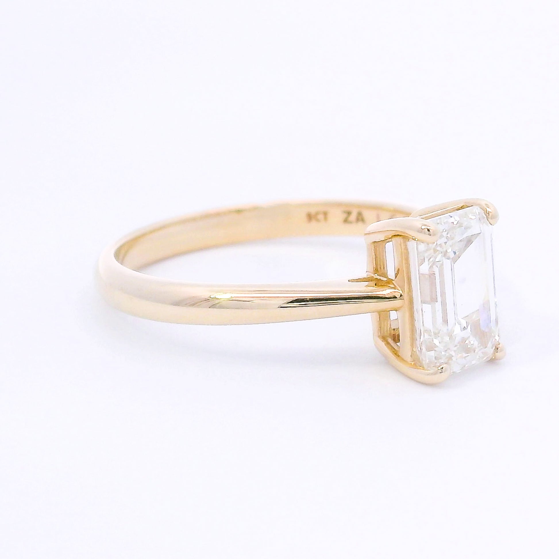 9k Yellow Gold Emerald Cut Lab-Grown Diamond Solitaire Ring