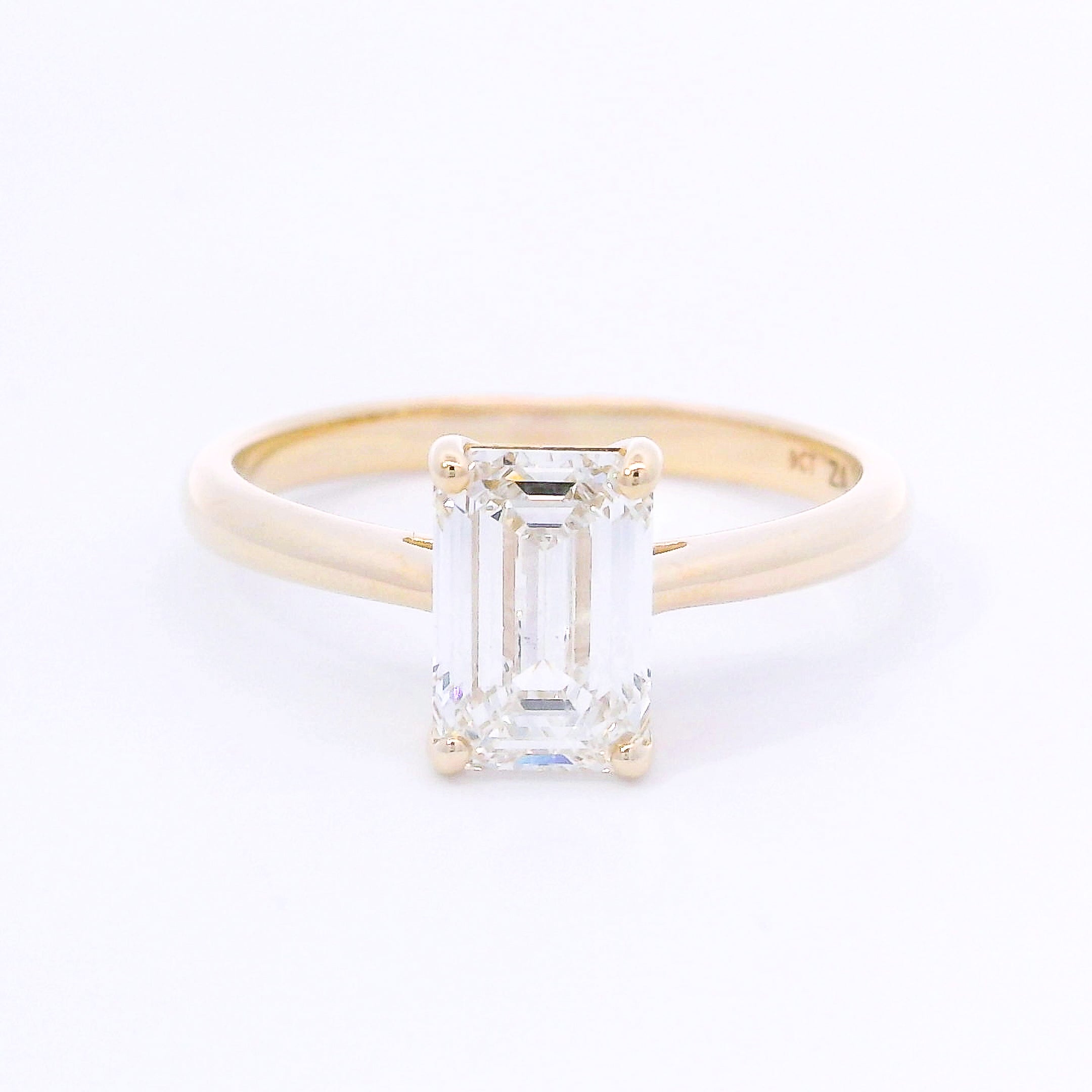 9k Yellow Gold Emerald Cut Lab-Grown Diamond Solitaire Ring