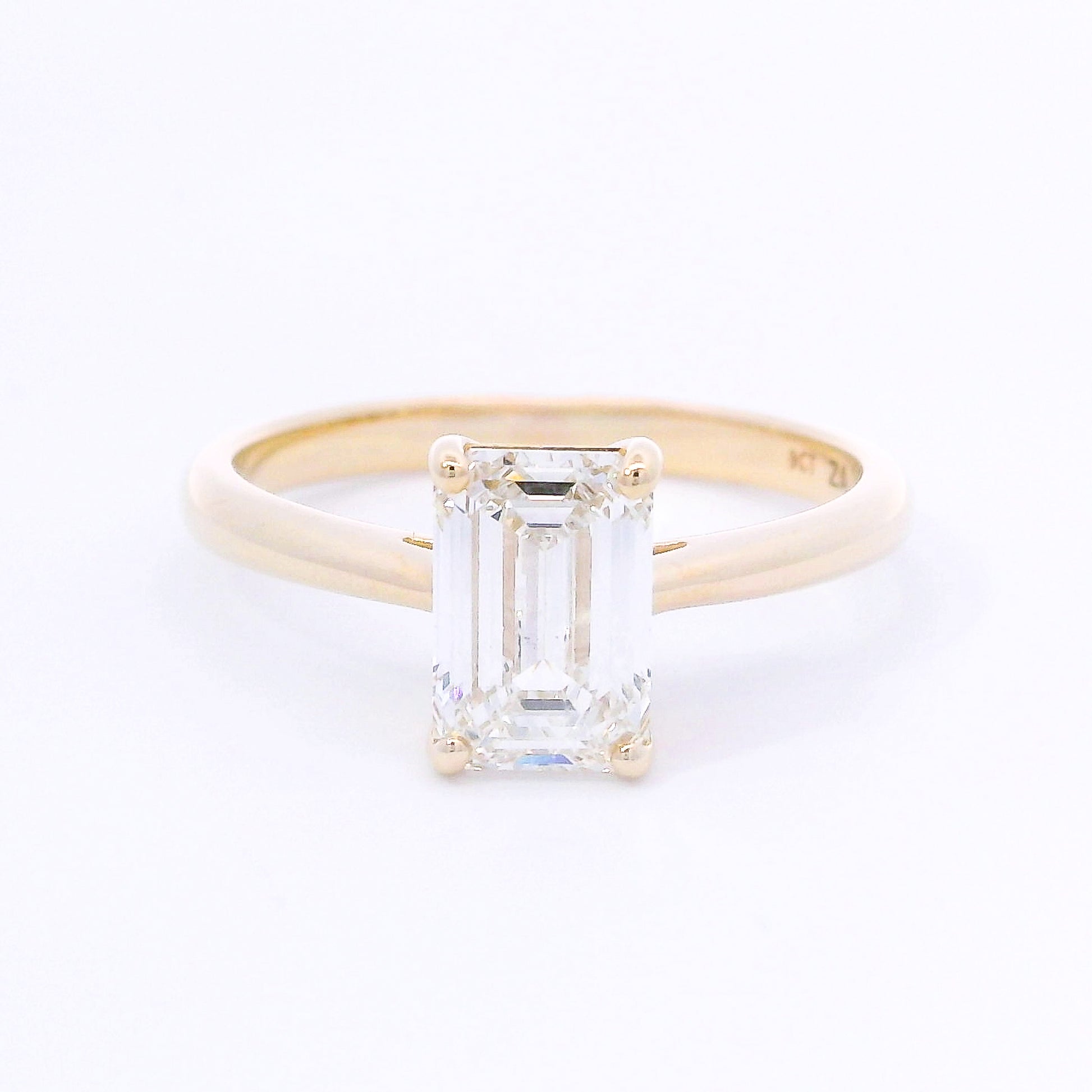 9k Yellow Gold Emerald Cut Lab-Grown Diamond Solitaire Ring