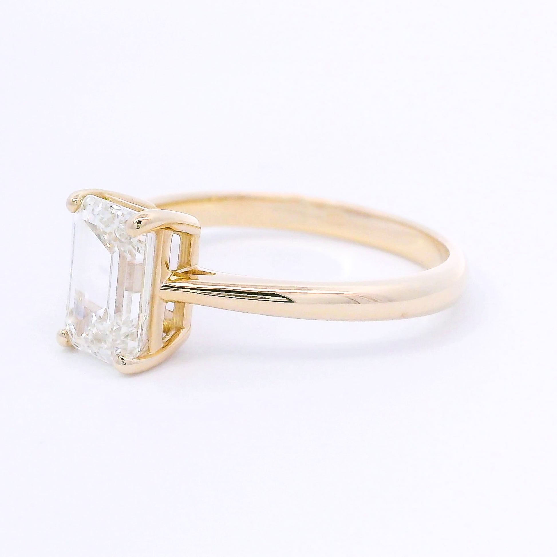 9k Yellow Gold Emerald Cut Lab-Grown Diamond Solitaire Ring