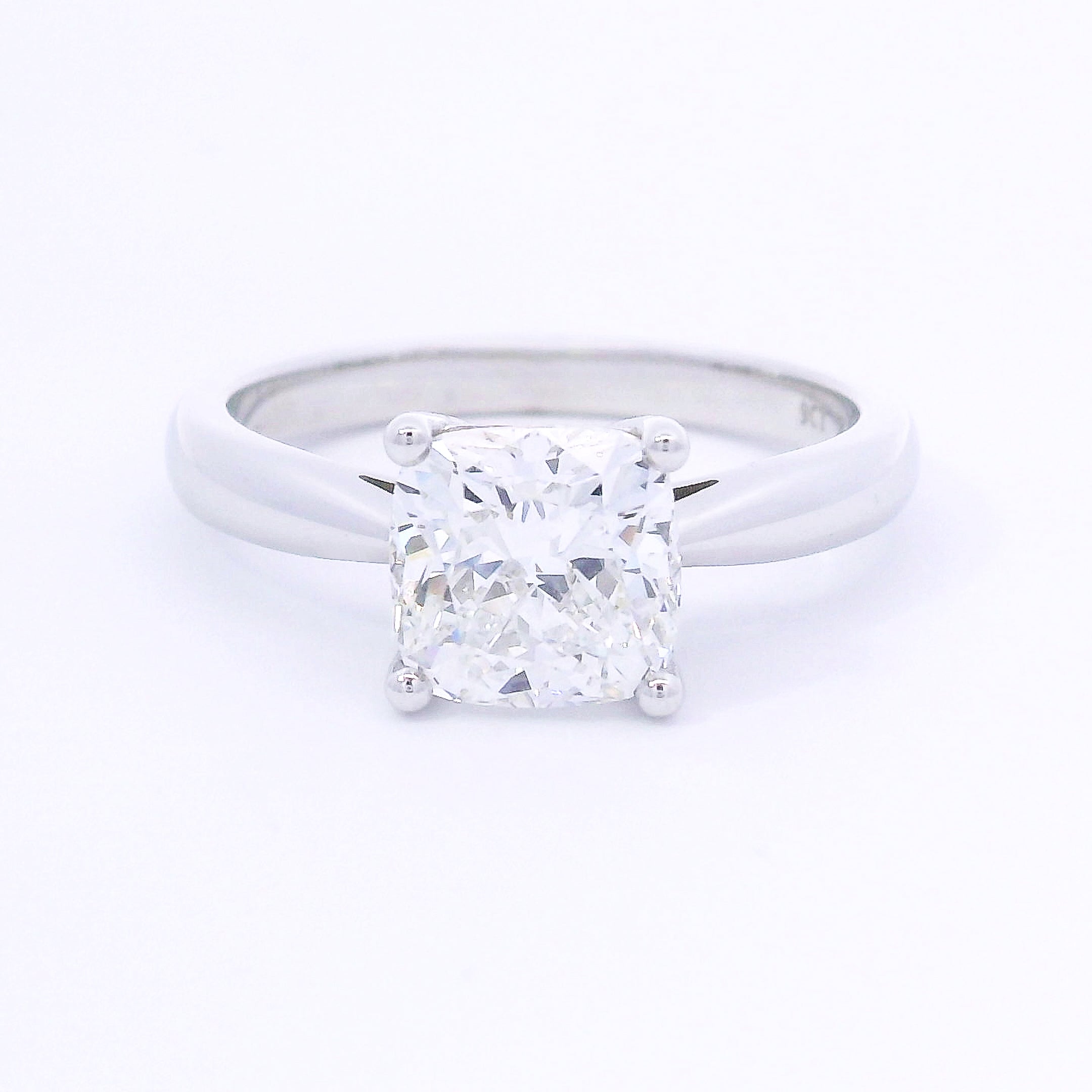 9k White Gold Square Cushion Lab-Grown Diamond Solitaire Ring