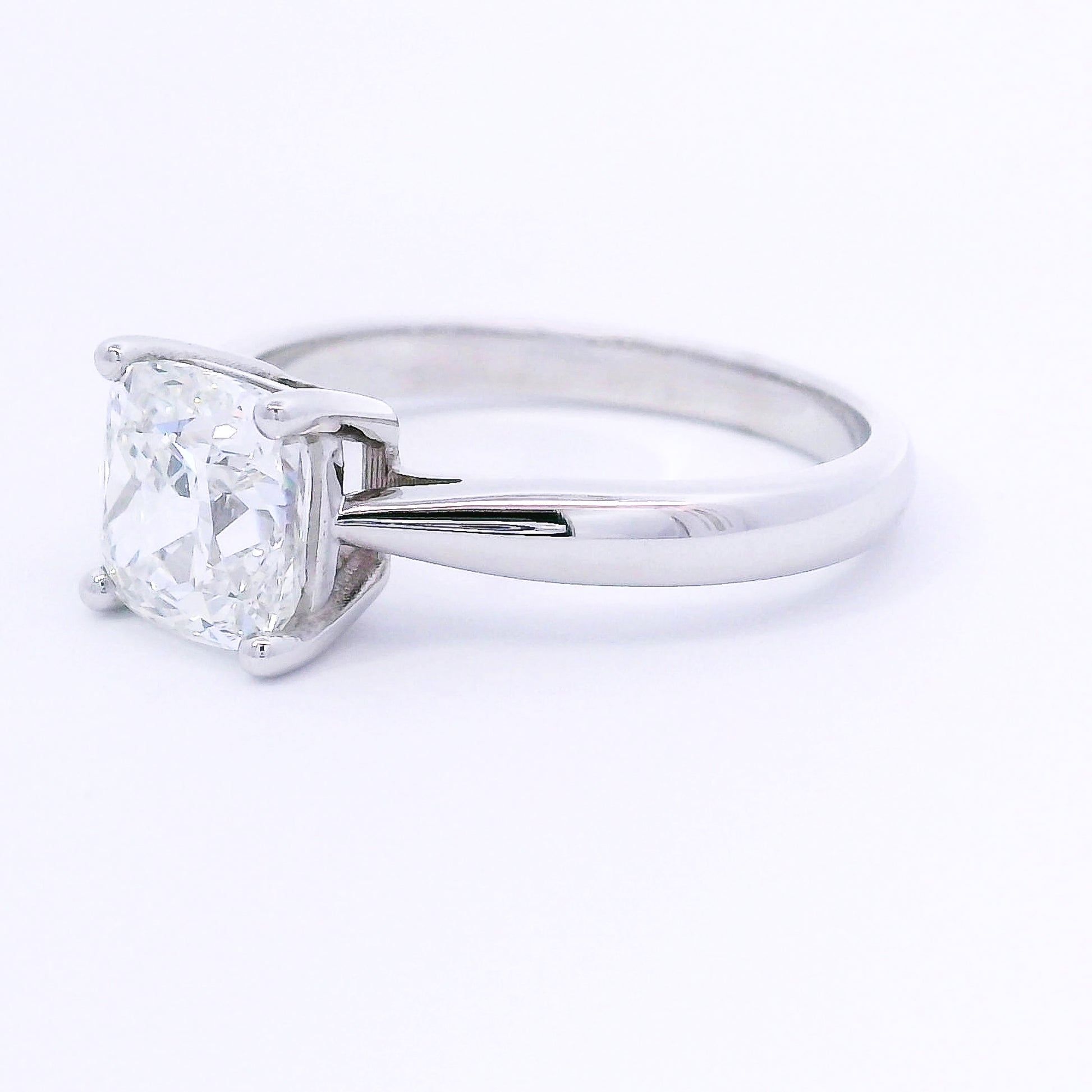 9k White Gold Square Cushion Lab-Grown Diamond Solitaire Ring