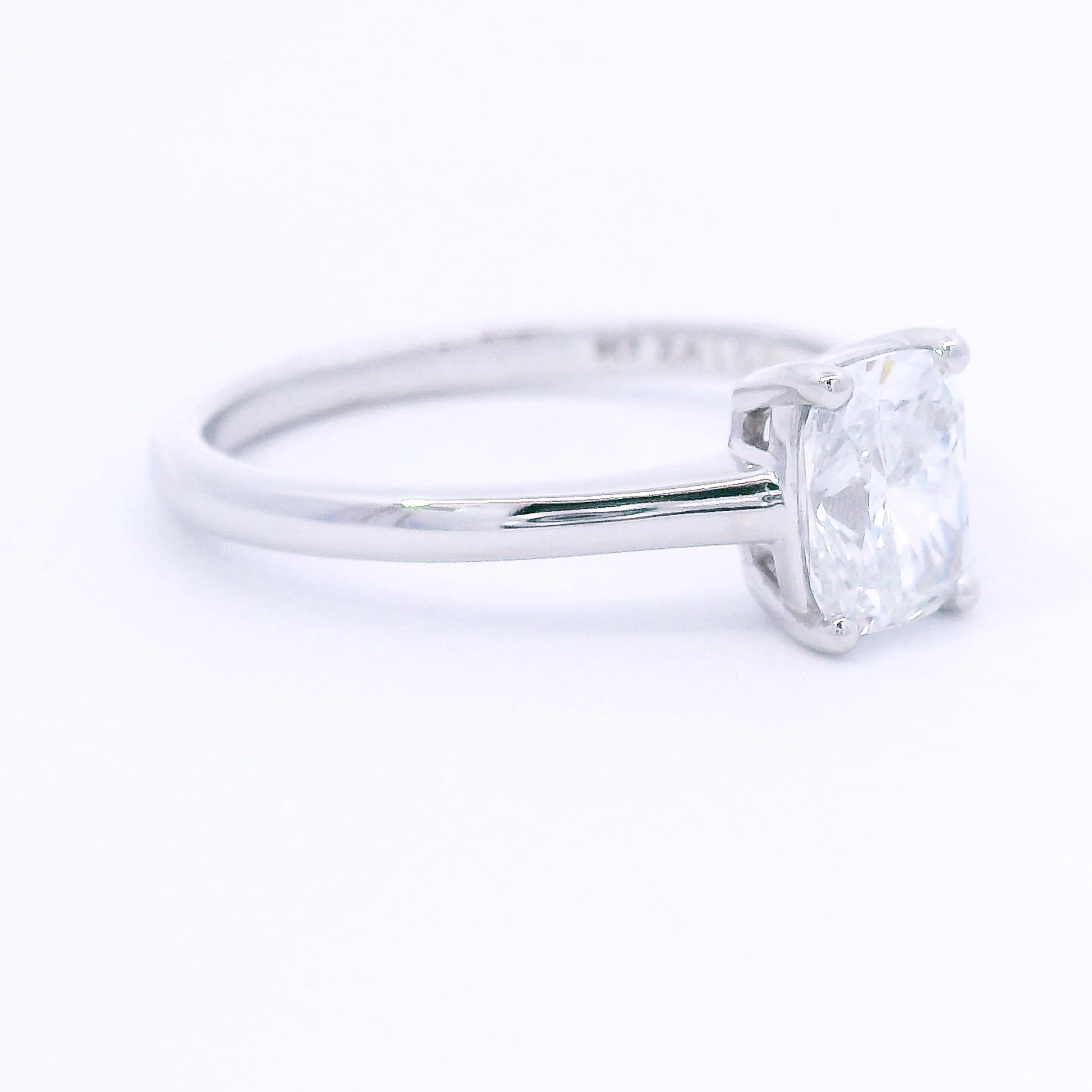 9k White Gold Cushion Cut Lab-Grown Diamond Solitaire Ring