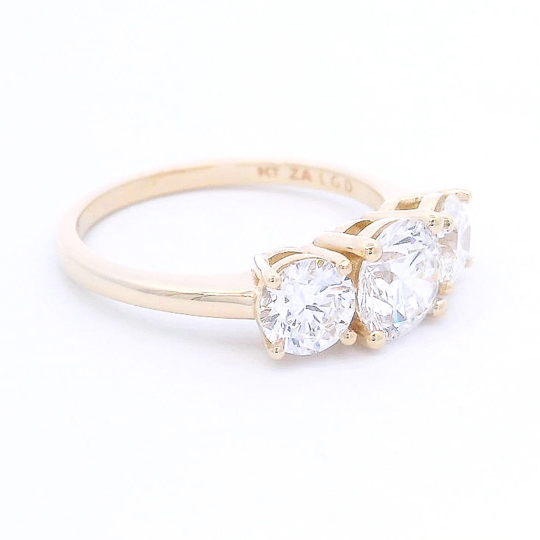 9k Yellow Gold Lab-Grown Diamond Trilogy Ring