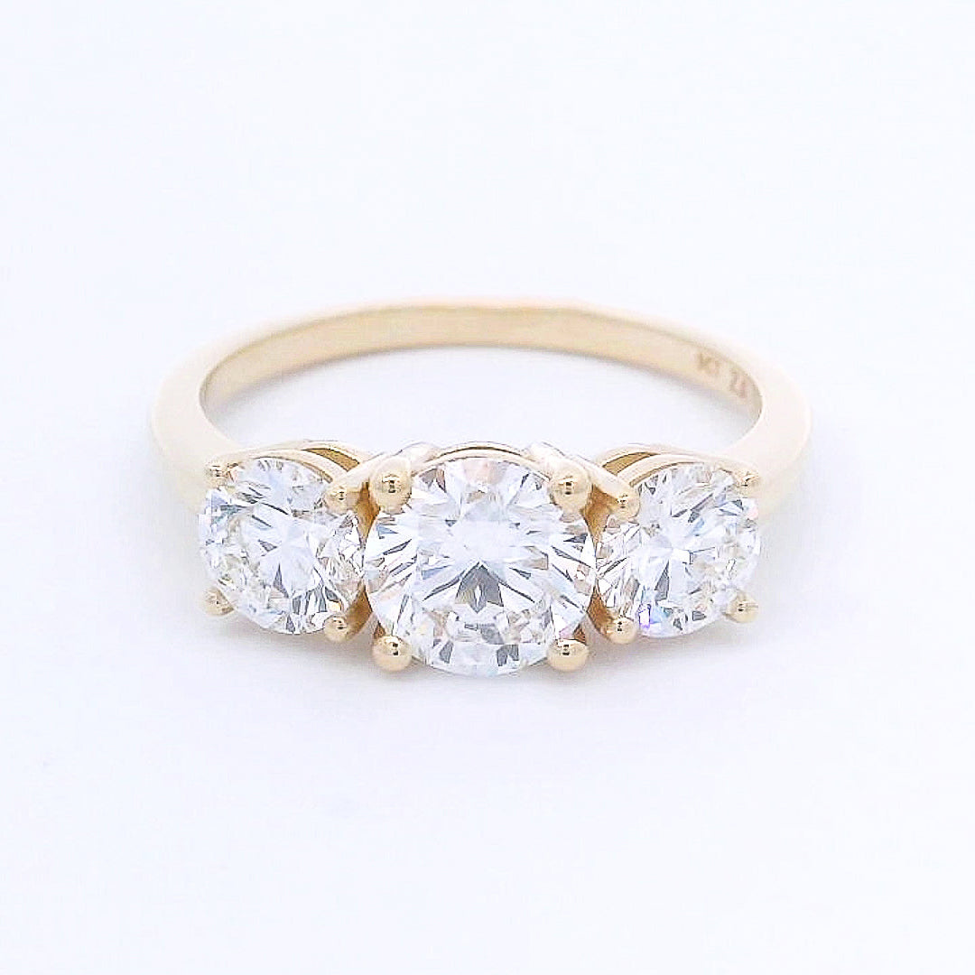 9k Yellow Gold Lab-Grown Diamond Trilogy Ring