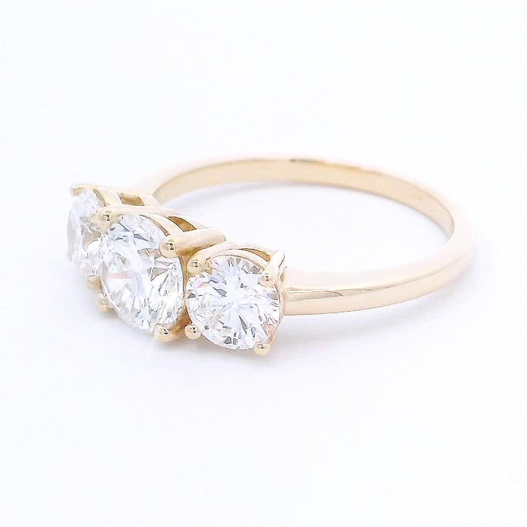 9k Yellow Gold Lab-Grown Diamond Trilogy Ring