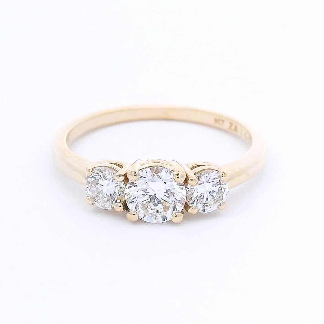 9k Yellow Gold Lab-Grown Diamond Trilogy Ring