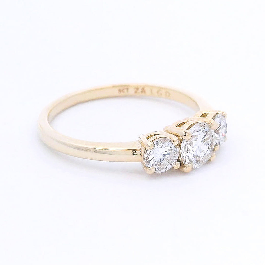 9k Yellow Gold Lab-Grown Diamond Trilogy Ring
